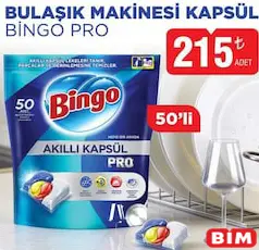 BİNGO PRO BULAŞIK MAKİNESİ KAPSÜLÜ TABLETİ 50'Lİ fiyat ve kampanya bilgisi